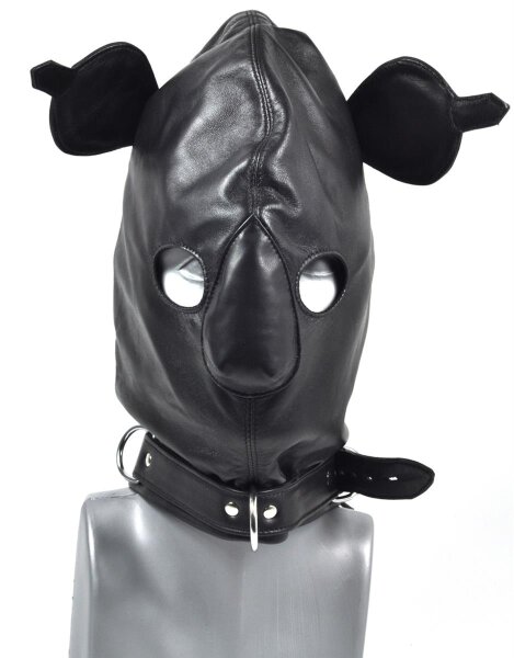 Ledermaske schwarz Hunde Design