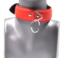 Halsband mit D-Ring gepolstert rot