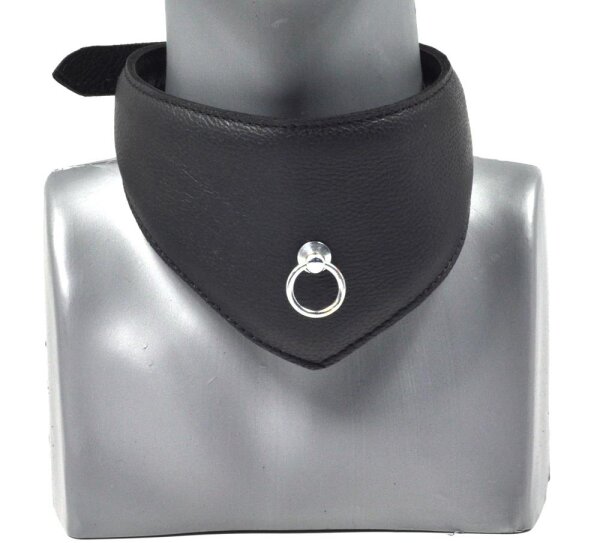Halsband Leder Ring der „O“ Quadrat schwarz