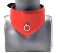 Halsband Leder Ring der „O“ Quadrat rot